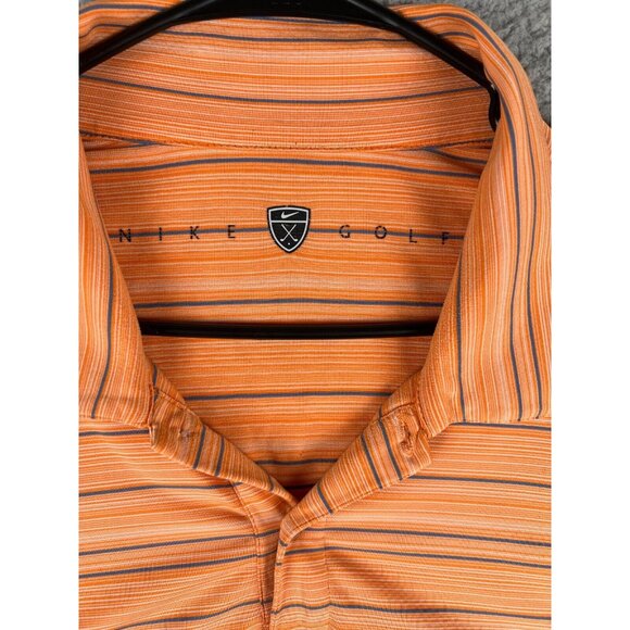 Nike Golf Polo Shirt Mens Size XXL 2x Orange with Stripes Short Sleeve Logo - Picture 2 of 9